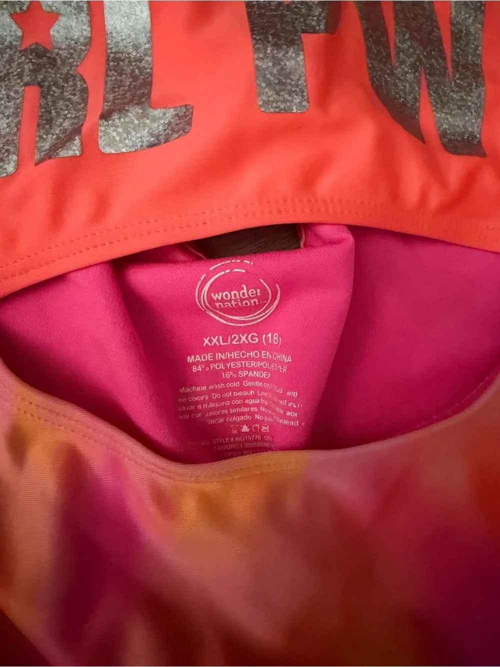 wonder nation Neon Coral/Pink 'GRL PWR' & Pastel Unicorn One-Piece Swim Set